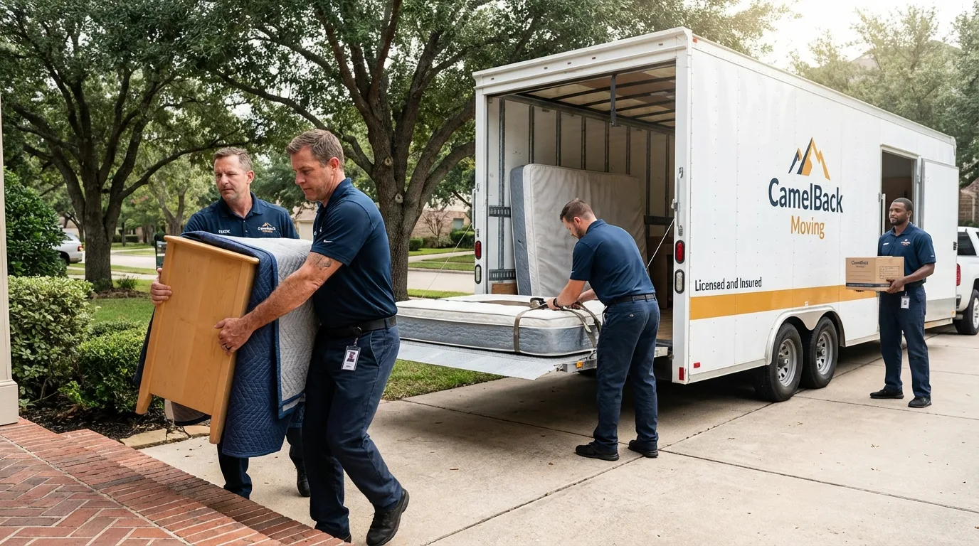 Crew loading residential truck for cross-state move from American Fork, UT