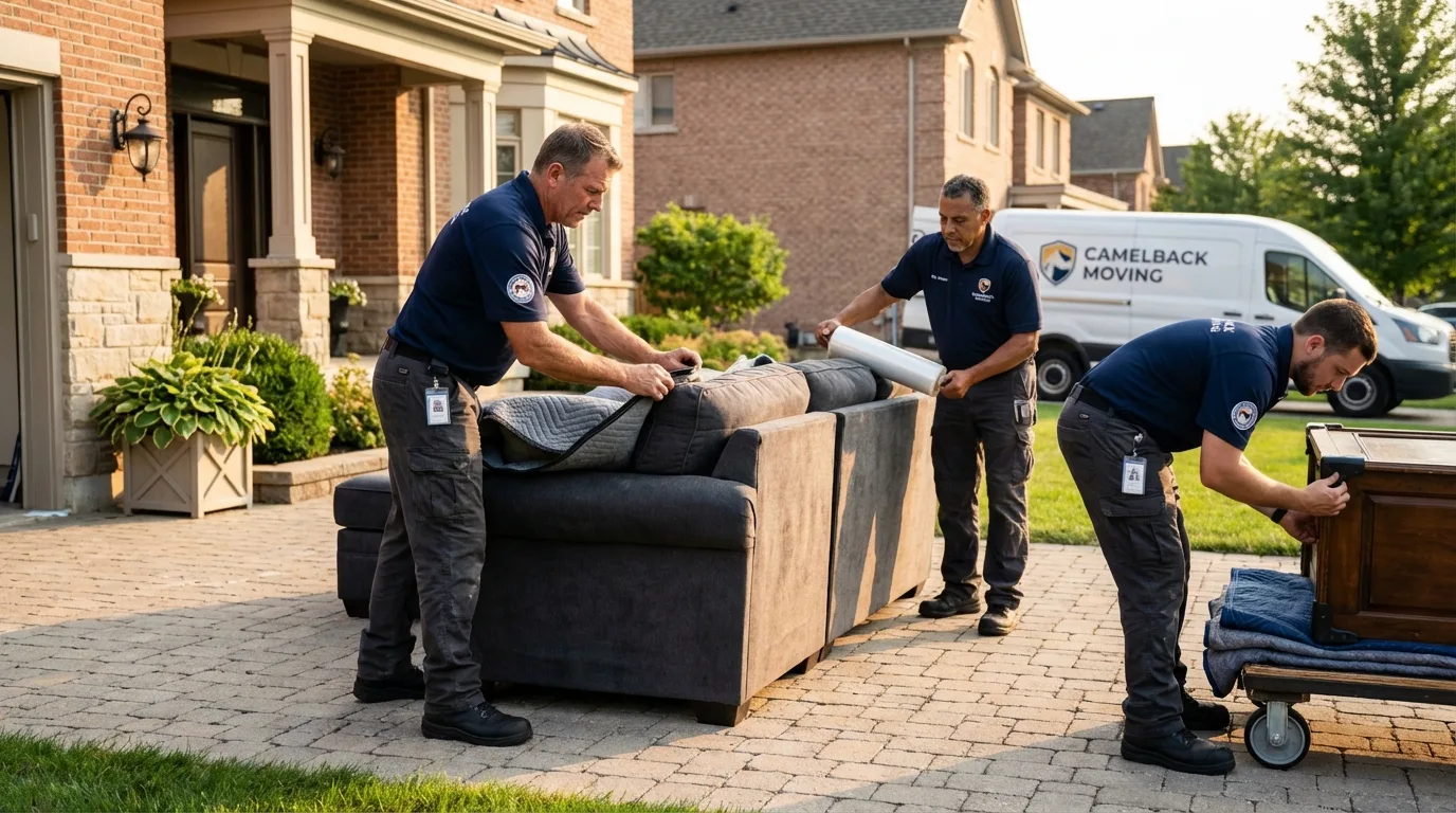 Large estate moving crew wrapping furniture in American Fork, UT