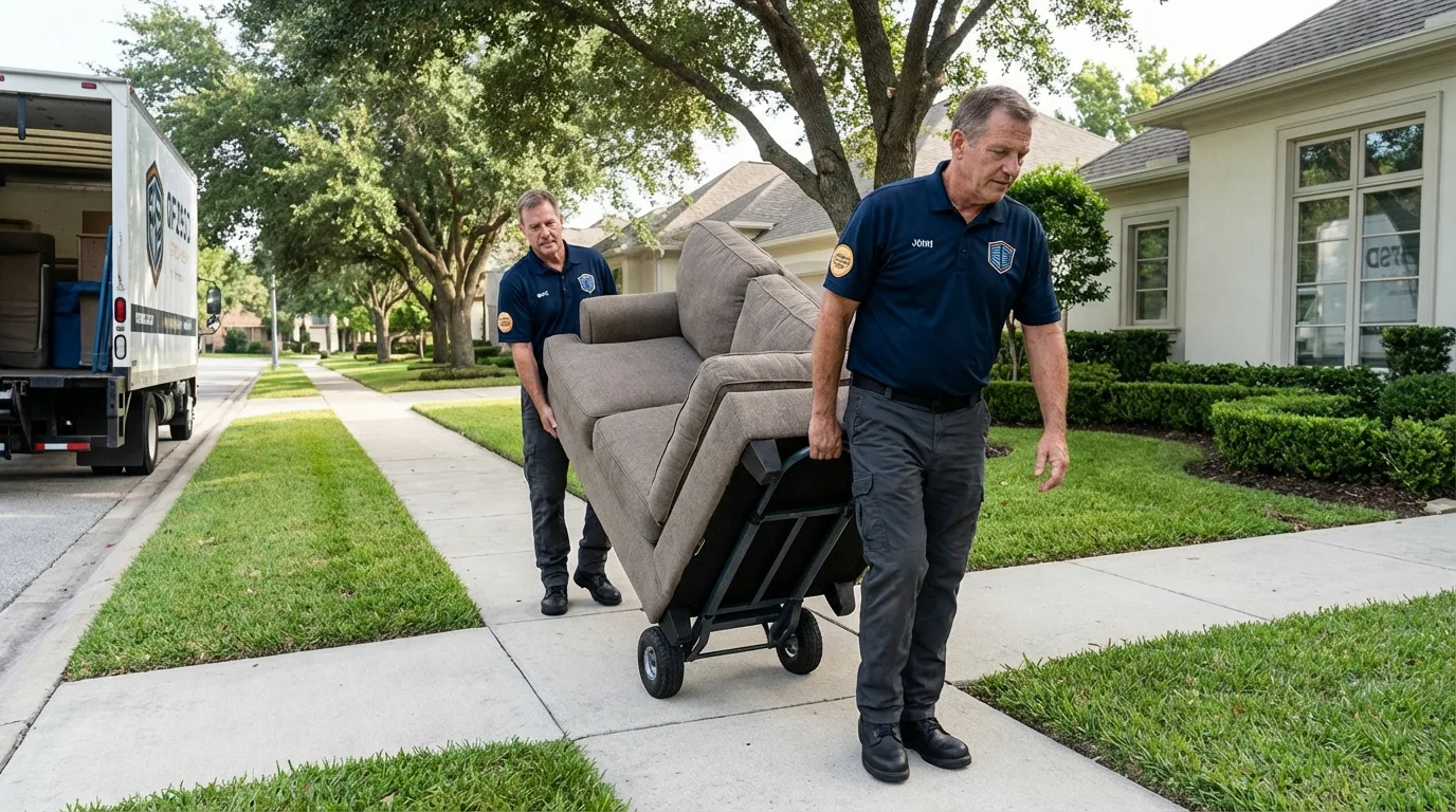 Local residential moving crew loading furniture in American Fork, UT